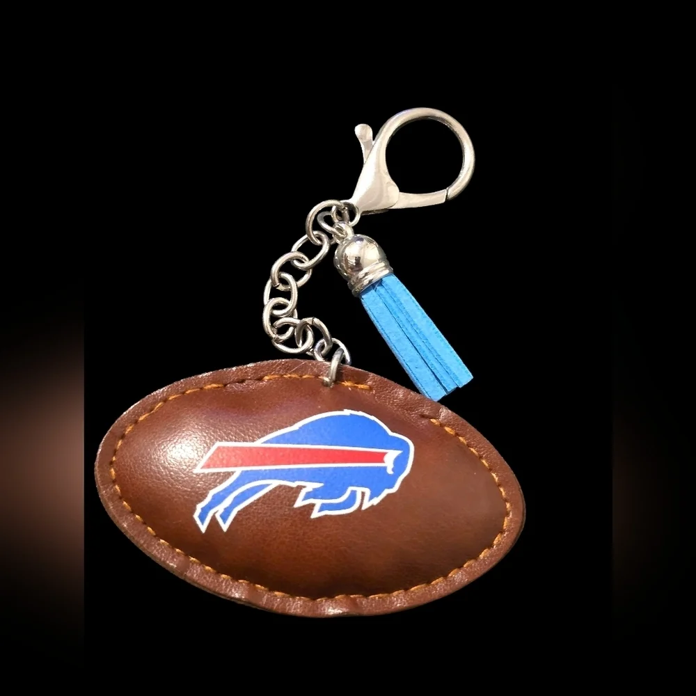 Buffalo Bills Football Bag Charm Keychain with Blue Tassel